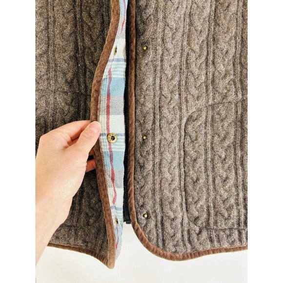 Vintage 90s Pendleton Wool Cable Knit Cardigan Sweater Vest Coat - Picture 3 of 7
